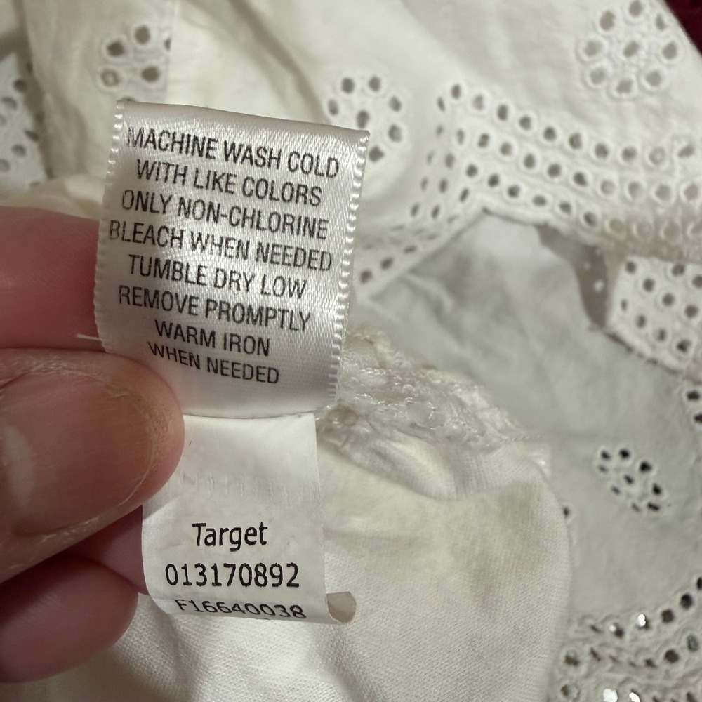 Converse One Star Womens White Eyelet Lace Smocked Empire Waist Mini Dress Medm - Picture 5 of 6